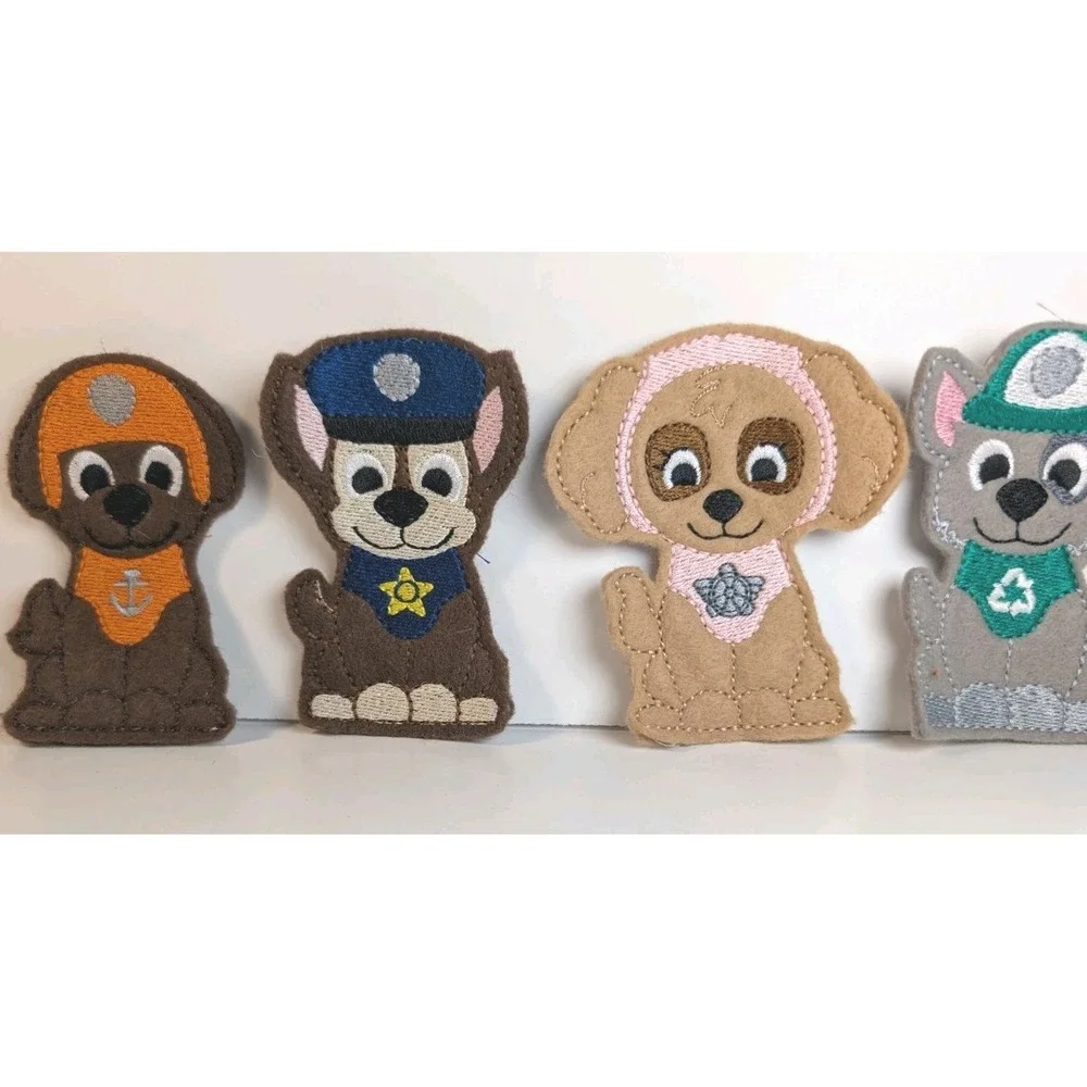Paw Patrol Nickelodeon Felt Finger Puppets Hand Crafted With Carry Case Lot Of 9